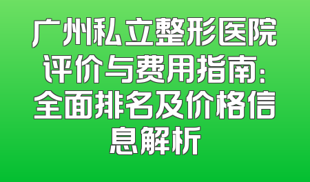 广州私立整形医院评价与费用指南：全面排名及价格信息解析