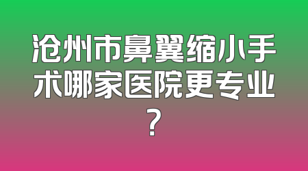 沧州市鼻翼缩小手术哪家医院更专业？