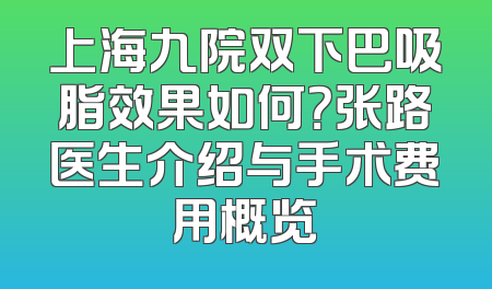 上海九院双下巴吸脂效果如何？张路医生介绍与手术费用概览