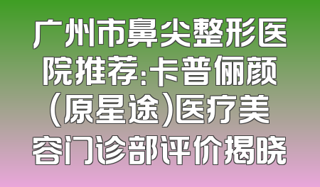 广州市鼻尖整形医院推荐：卡普俪颜（原星途）医疗美容门诊部评价揭晓