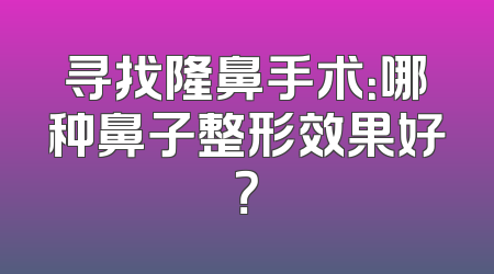 寻找隆鼻手术：哪种鼻子整形效果好？