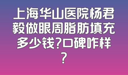 上海华山医院杨君毅做眼周脂肪填充多少钱？口碑咋样？