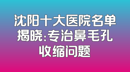 沈阳十大医院名单揭晓：专治鼻毛孔收缩问题