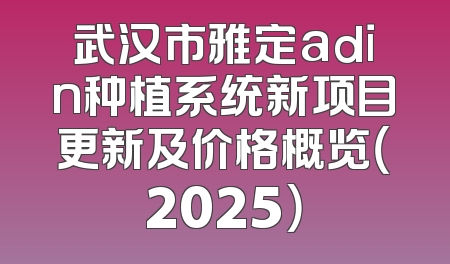武汉市雅定adin种植系统新项目更新及价格概览（2025）