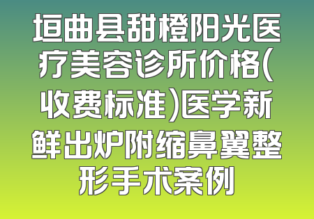 垣曲县甜橙阳光医疗美容诊所价格(收费标准)医学新鲜出炉附缩鼻翼整形手术案例