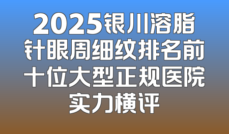 2025银川溶脂针眼周细纹排名前十位大型正规医院实力横评