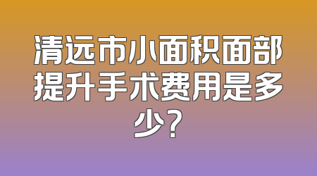 清远市小面积面部提升手术费用是多少？