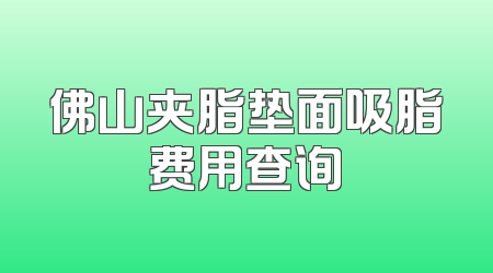 佛山夹脂垫面吸脂费用查询