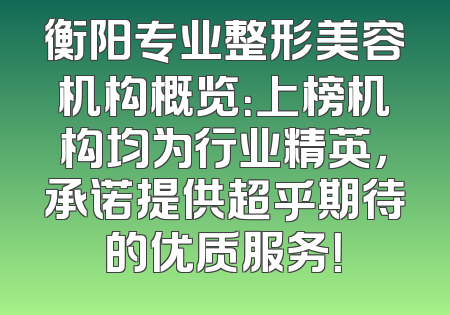 衡阳专业整形美容机构概览：上榜机构均为行业精英，承诺提供超乎期待的优质服务！