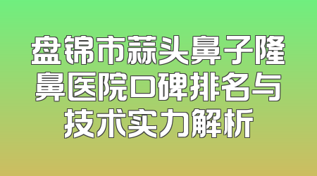 盘锦市蒜头鼻子隆鼻医院口碑排名与技术实力解析