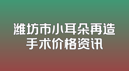 潍坊市小耳朵再造手术价格资讯