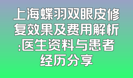 上海蝶羽双眼皮修复效果及费用解析：医生资料与患者经历分享