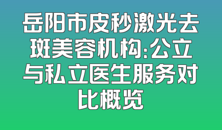 岳阳市皮秒激光去斑美容机构：公立与私立医生服务对比概览