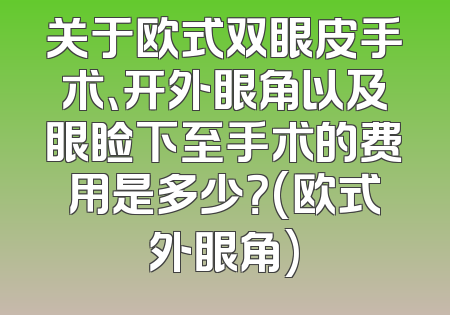 关于欧式双眼皮手术、开外眼角以及眼睑下至手术的费用是多少？(欧式外眼角)