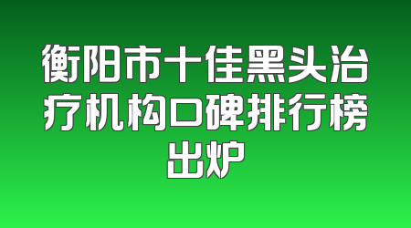 衡阳市十佳黑头治疗机构口碑排行榜出炉