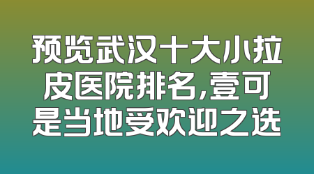 预览武汉十大小拉皮医院排名，壹可是当地受欢迎之选