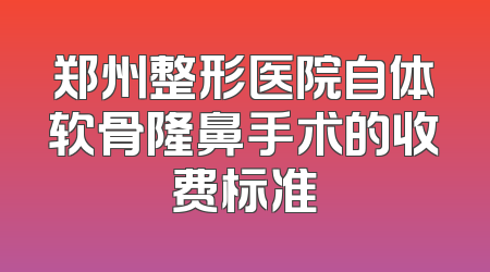 郑州整形医院自体软骨隆鼻手术的收费标准