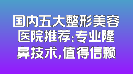 国内五大整形美容医院推荐：专业隆鼻技术，值得信赖