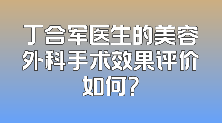 丁合军医生的美容外科手术效果评价如何？