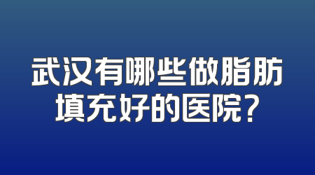 武汉有哪些做脂肪填充好的医院？