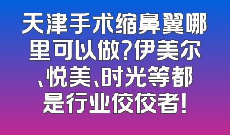 天津手术缩鼻翼哪里可以做？伊美尔、悦美、时光等都是行业佼佼者！