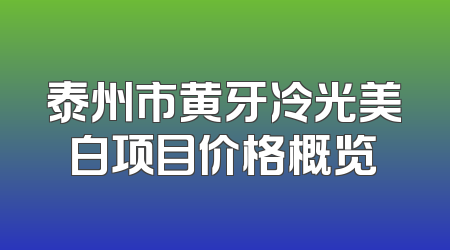 泰州市黄牙冷光美白项目价格概览