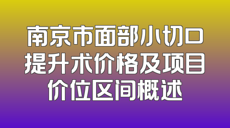 南京市面部小切口提升术价格及项目价位区间概述