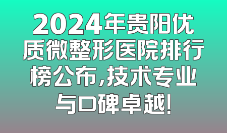 2024年贵阳优质微整形医院排行榜公布，技术专业与口碑卓越！