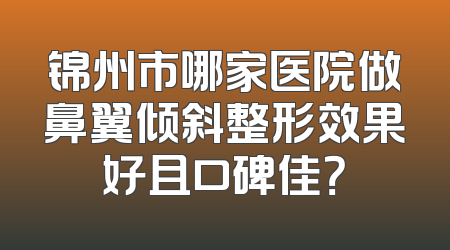 锦州市哪家医院做鼻翼倾斜整形效果好且口碑佳？