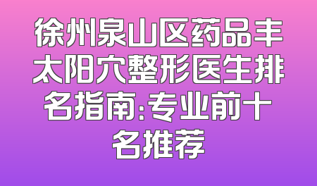 徐州泉山区药品丰太阳穴整形医生排名指南：专业前十名推荐