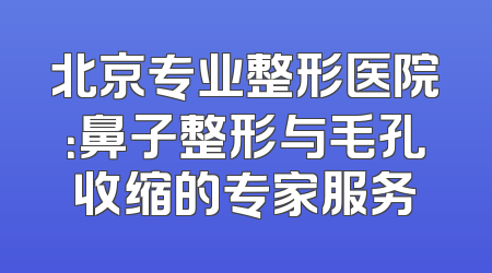 北京专业整形医院：鼻子整形与毛孔收缩的专家服务