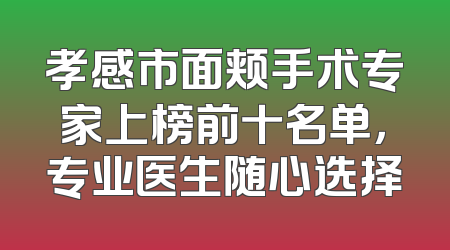 孝感市面颊手术专家上榜前十名单，专业医生随心选择