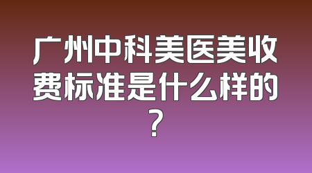 广州中科美医美收费标准是什么样的？