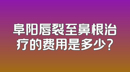 阜阳唇裂至鼻根治疗的费用是多少？