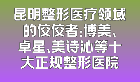 昆明整形医疗领域的佼佼者：博美、卓星、美诗沁等十大正规整形医院