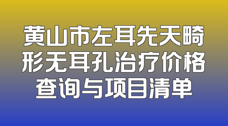 黄山市左耳先天畸形无耳孔治疗价格查询与项目清单