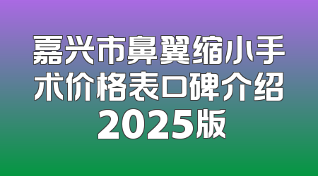 嘉兴市鼻翼缩小手术价格表口碑介绍 2025版