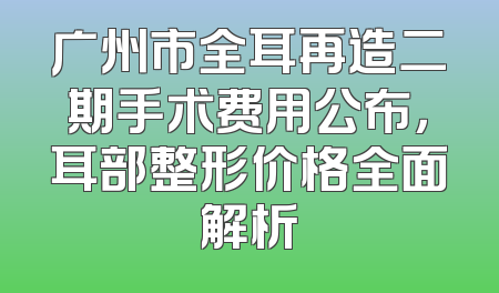 广州市全耳再造二期手术费用公布，耳部整形价格全面解析