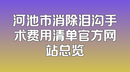 河池市消除泪沟手术费用清单官方网站总览