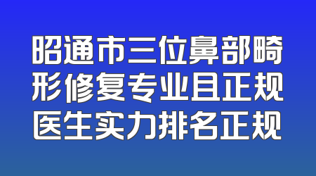 昭通市三位鼻部畸形修复专业且正规医生实力排名正规