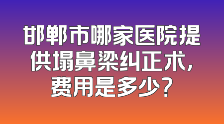 邯郸市哪家医院提供塌鼻梁纠正术，费用是多少？