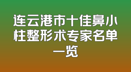 连云港市十佳鼻小柱整形术专家名单一览