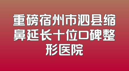 重磅宿州市泗县缩鼻延长十位口碑整形医院