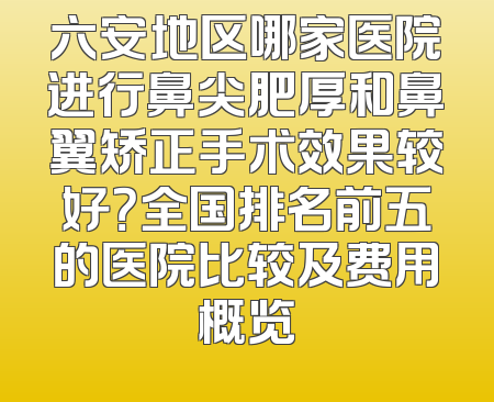 六安地区哪家医院进行鼻尖肥厚和鼻翼矫正手术效果较好？全国排名前五的医院比较及费用概览