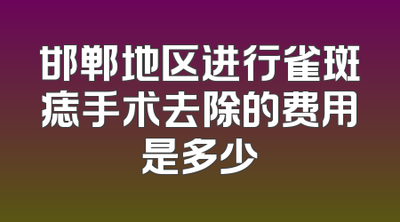 邯郸地区进行雀斑痣手术去除的费用是多少