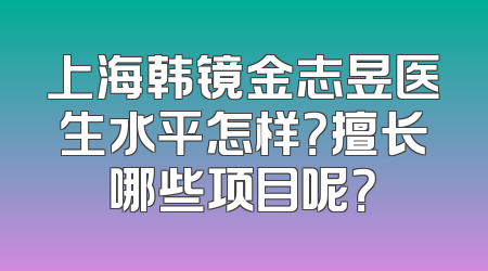 上海韩镜金志昱医生水平怎样？擅长哪些项目呢？