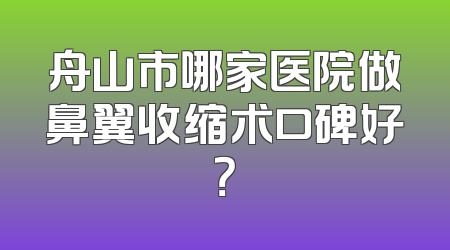 舟山市哪家医院做鼻翼收缩术口碑好？