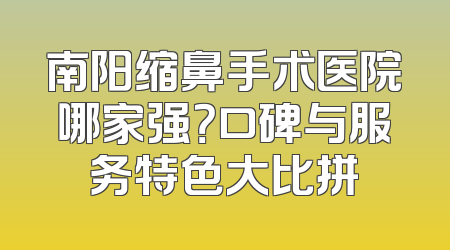 南阳缩鼻手术医院哪家强？口碑与服务特色大比拼