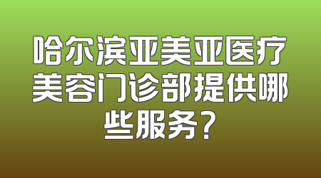 哈尔滨亚美亚医疗美容门诊部提供哪些服务？