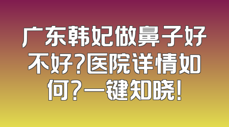 广东韩妃做鼻子好不好？医院详情如何？一键知晓！
